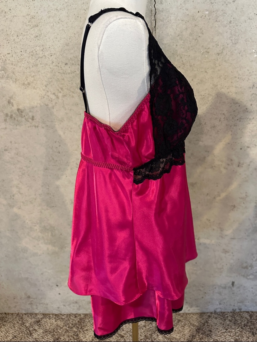 Y2K Satin Lace Lingerie Set Cami & Shorts Romantic Coquette Size XL - Picture 4 of 7
